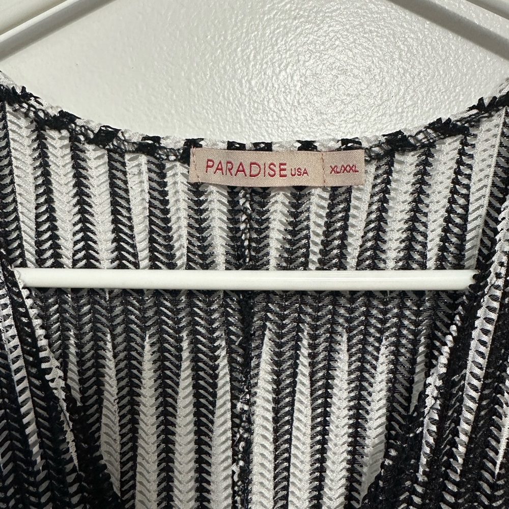 Black and White Striped Sleeveless Dress swimsuit cover up - Picture 3 of 7